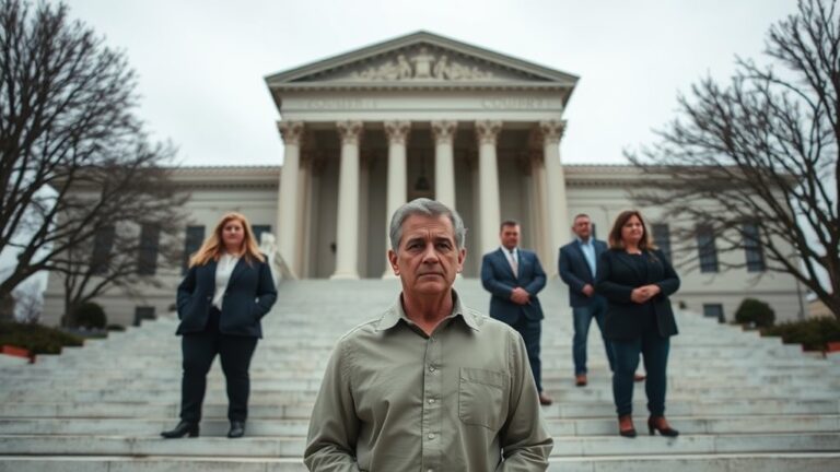 An image that shows lawyers at the back and a man with legal disputes in North California