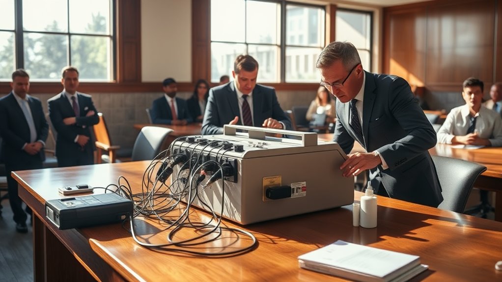 An image that shows a group of people inside a courtroom using a CVSA device in North California