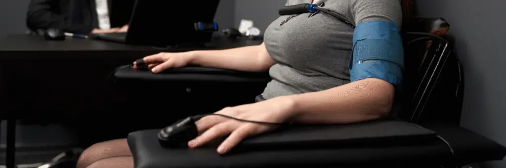 Close-up of state-of-the-art polygraph and CVSA equipment used for lie detection in Northern California.